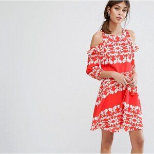 Whistles Adora Trailing Floral Occasion Dress Orange Size US 10